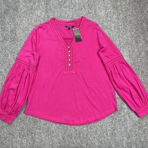 Lauren Ralph Lauren Top Womens Large Pink Long Sleeve Popover Cotton NEW W Tags